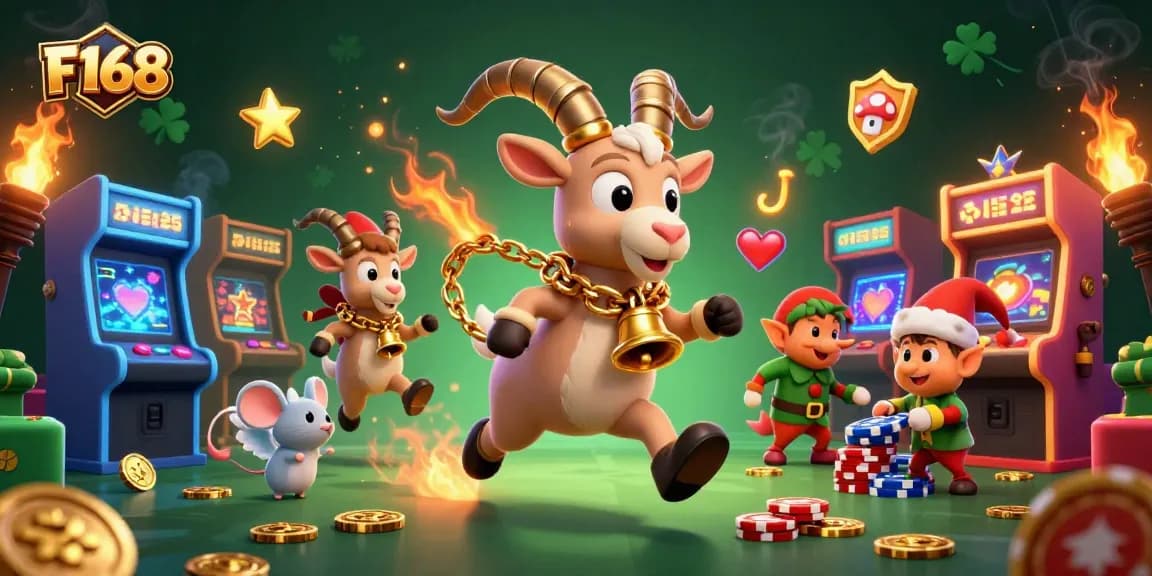 F168 brings lively casino action with Krampus and merry characters stealing poker chips.