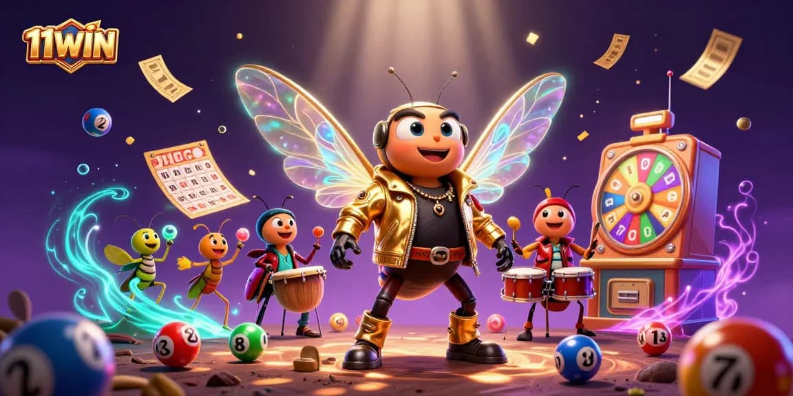 Engage in thrilling gameplay with 11WIN's colorful lottery elements and energetic characters.