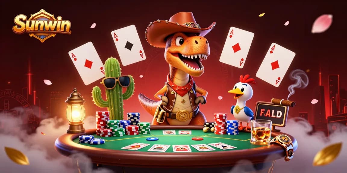 Experience thrilling poker action with Sunwin as a cowboy dinosaur leads the game!