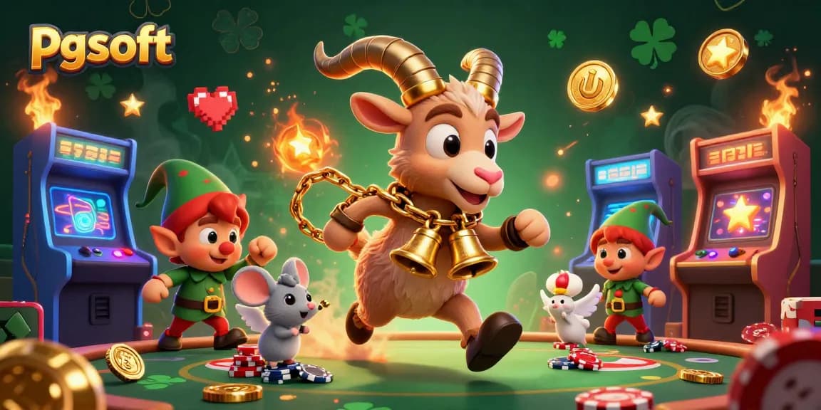 Experience the thrilling pg soft gaming with lively characters in a festive casino environment.