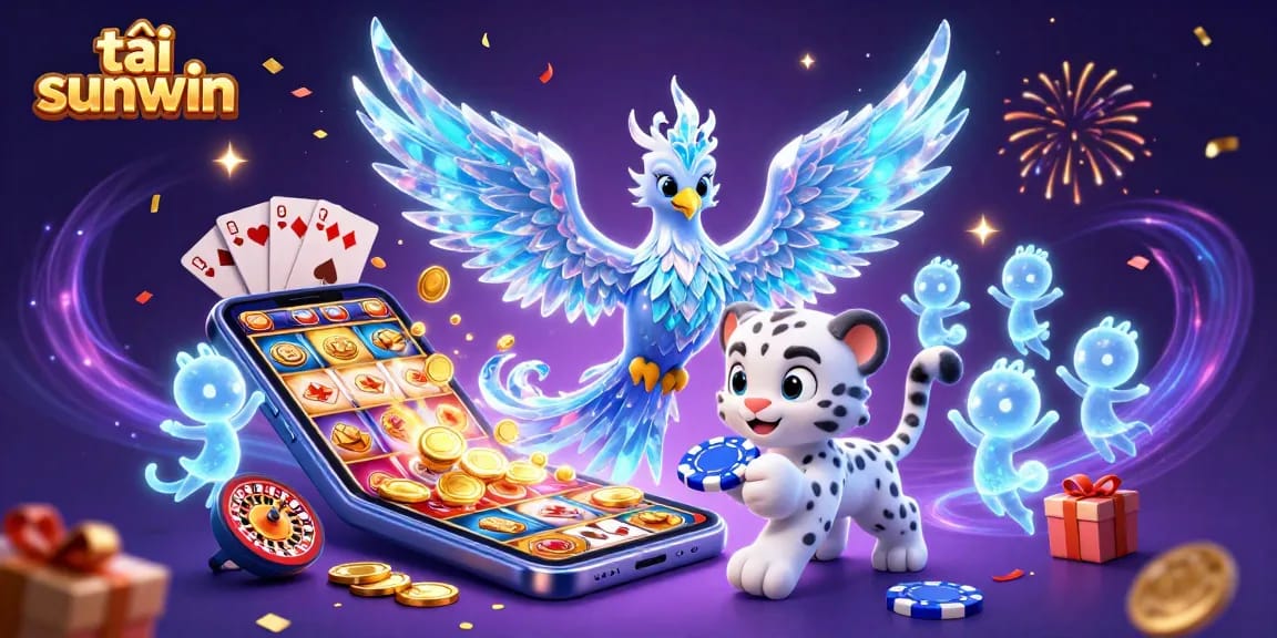 Join the fun and download tải sunwin with vibrant casino energy featuring ice phoenix, playful cub, and slot game excitement.