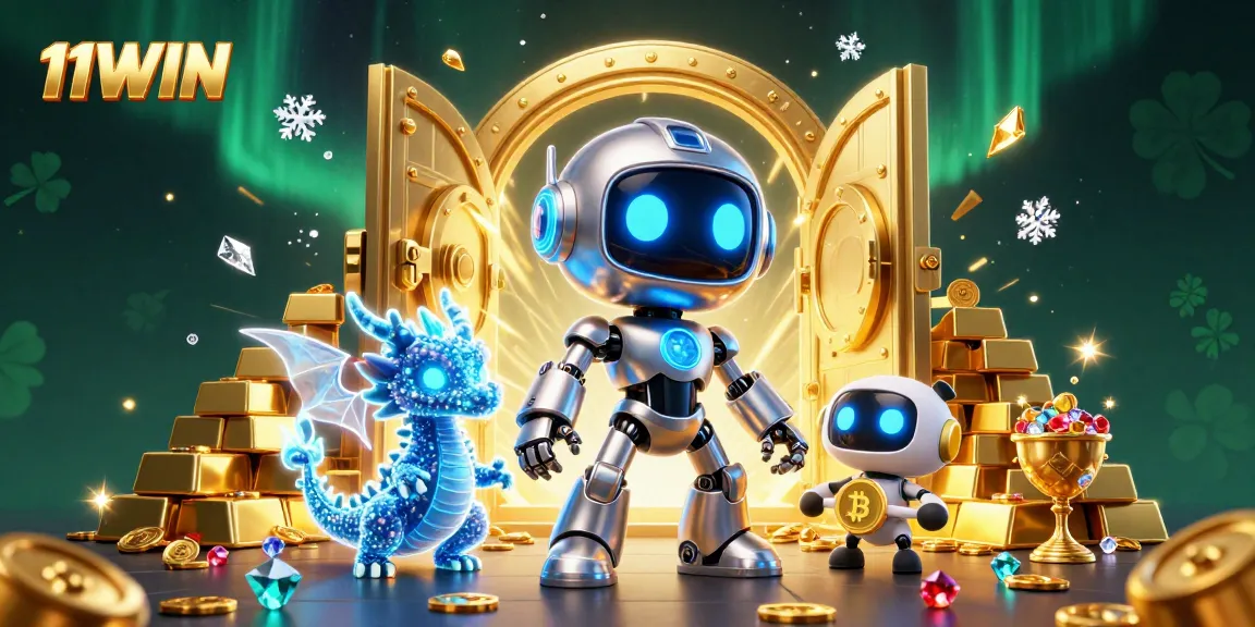 Experience the thrill of 11WIN in this vibrant 3D casino illustration showcasing exciting game elements.