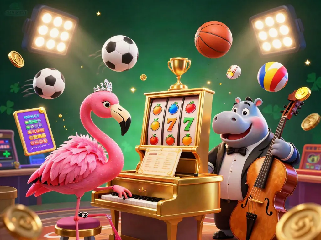 Play exciting games on situs slot, featuring vibrant casino characters and dynamic slot elements.
