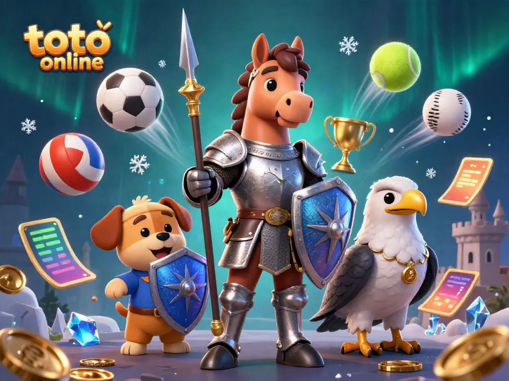 Engaging scene showcasing a knight and squire in a gambling setting, representing the excitement of toto online betting.