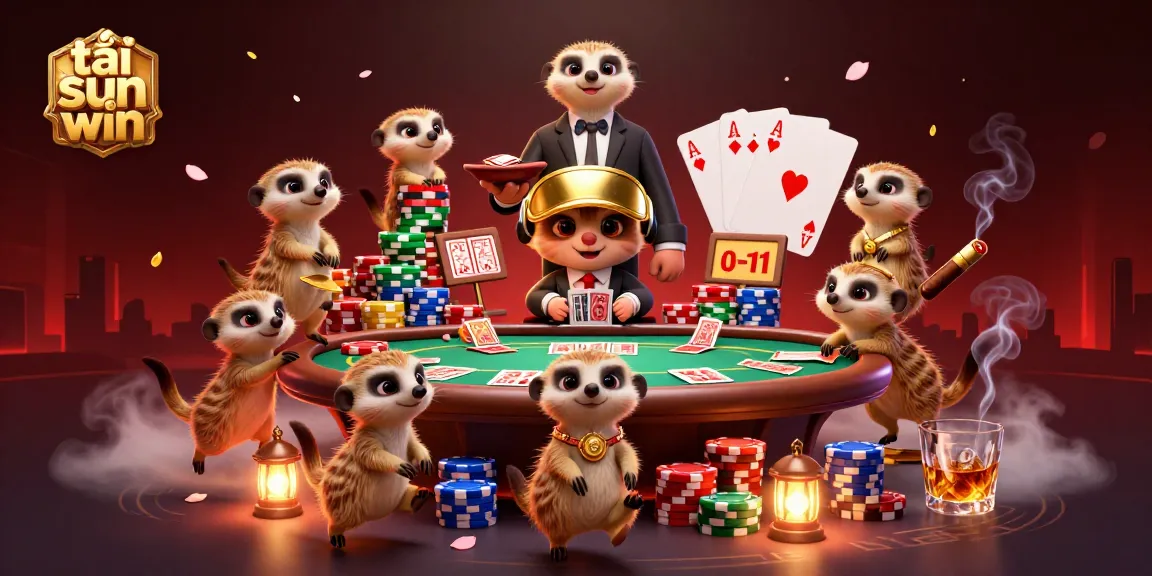 Experience the excitement of tải sun win in a colorful casino scene with playful meerkats.