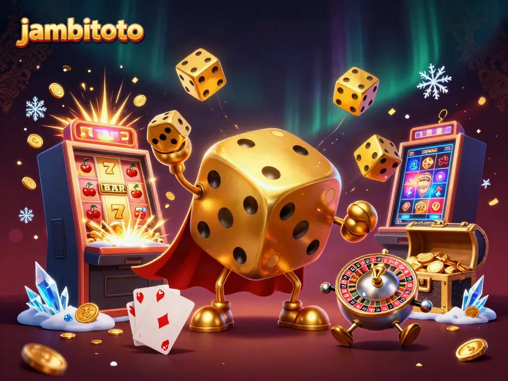 Engage with jambitoto's thrilling casino games through vibrant 3D illustration packed with action.