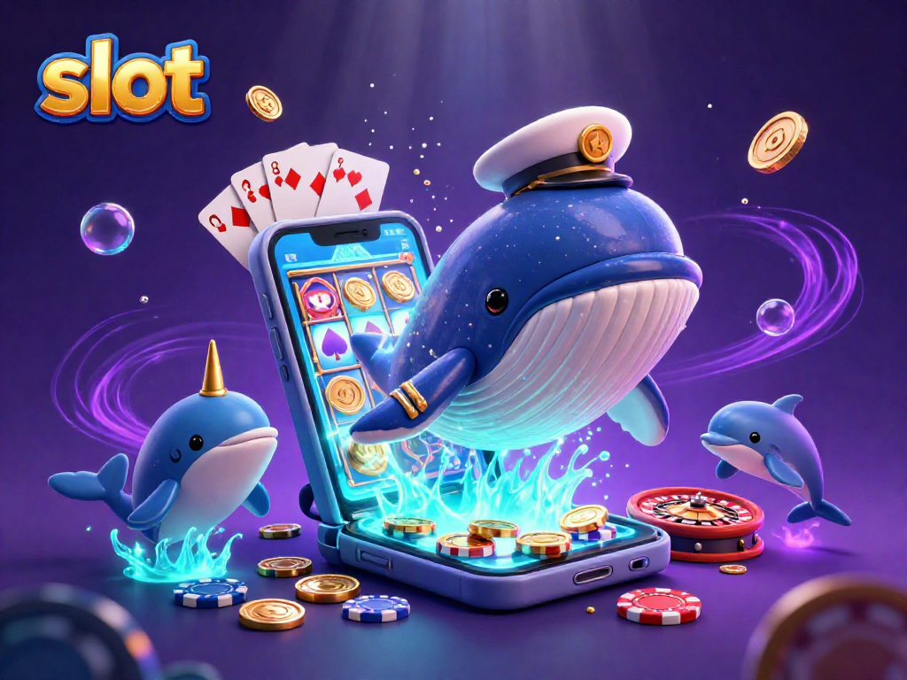 Spin slot reels in an engaging underwater scene with a giant whale and playful dolphins.