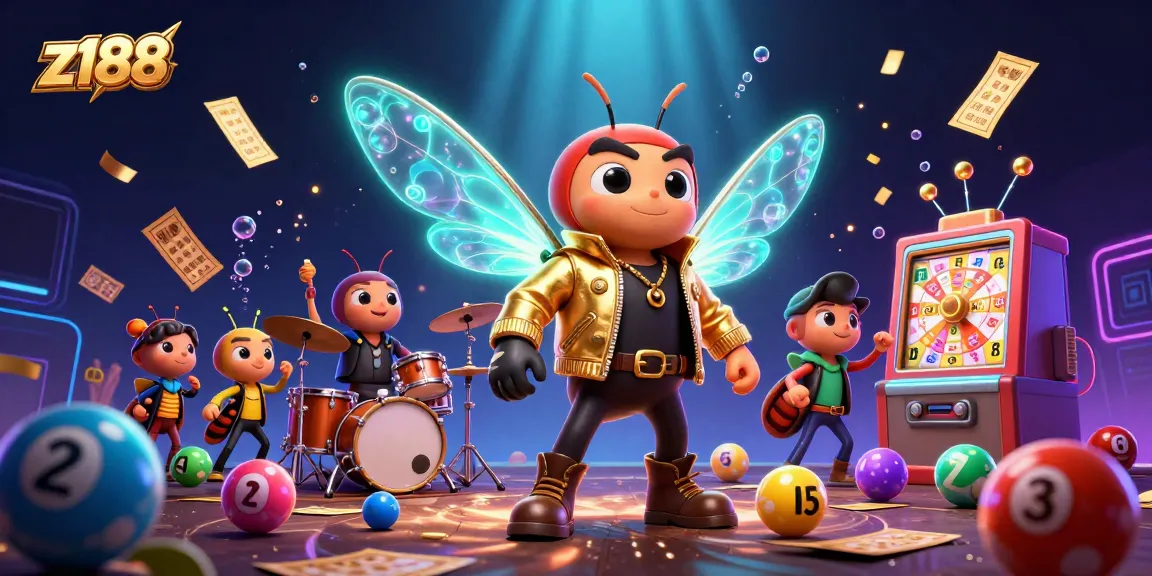 Z188 casino features vibrant games with colorful balls and a rock star cicada in action.