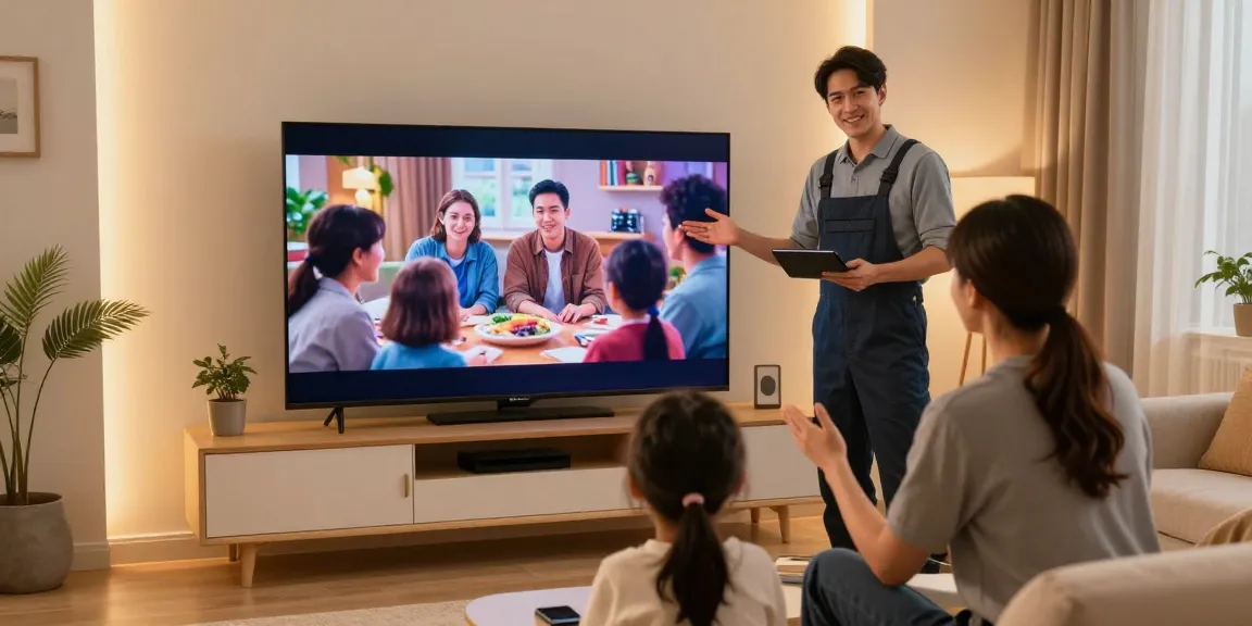 Smart IPTV installation in a warm home setting with professional service from a trusted provider.