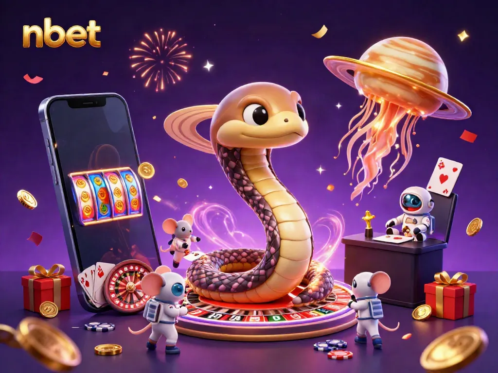 Experience thrilling bets with nbet at a cosmic casino scene filled with playful characters.