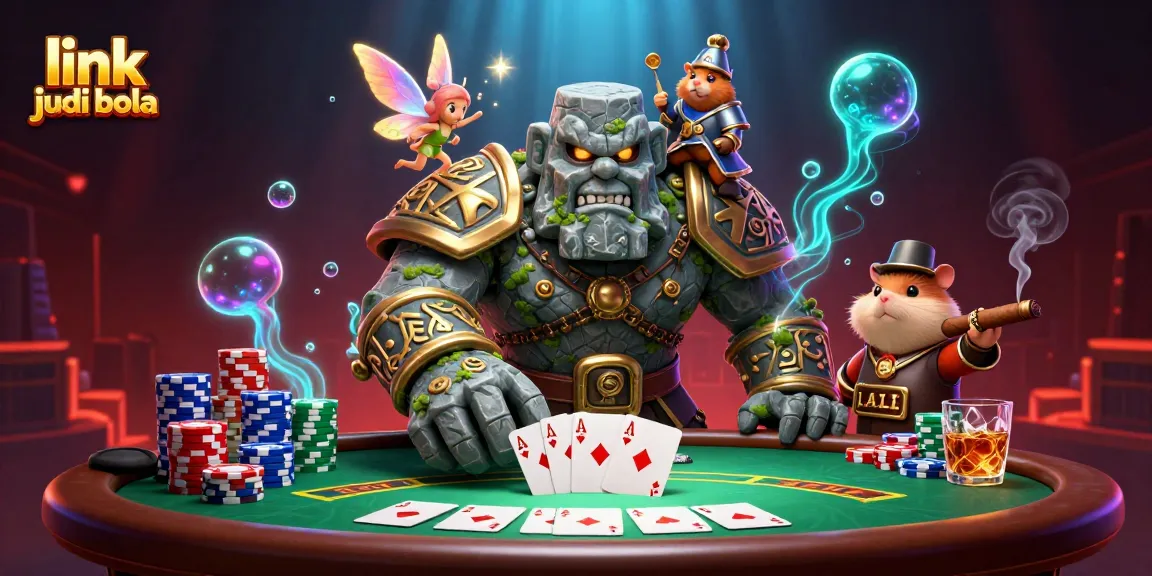 Experience the excitement of link judi bola with magical characters at a vibrant poker scene.