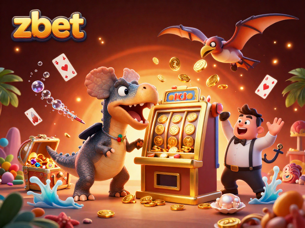 Experience thrilling gameplay at zbet with a dinosaur-themed slot machine scene featuring rich visuals and excitement.