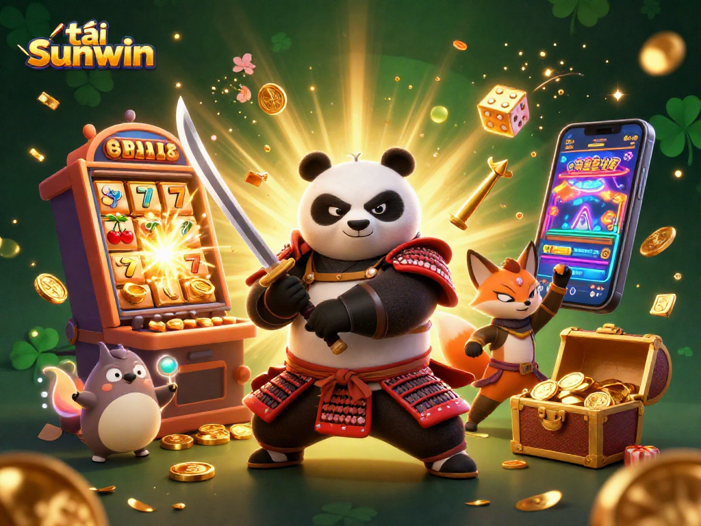Experience the excitement of tải sunwin with thrilling slot machines and engaging characters in this vibrant casino scene.