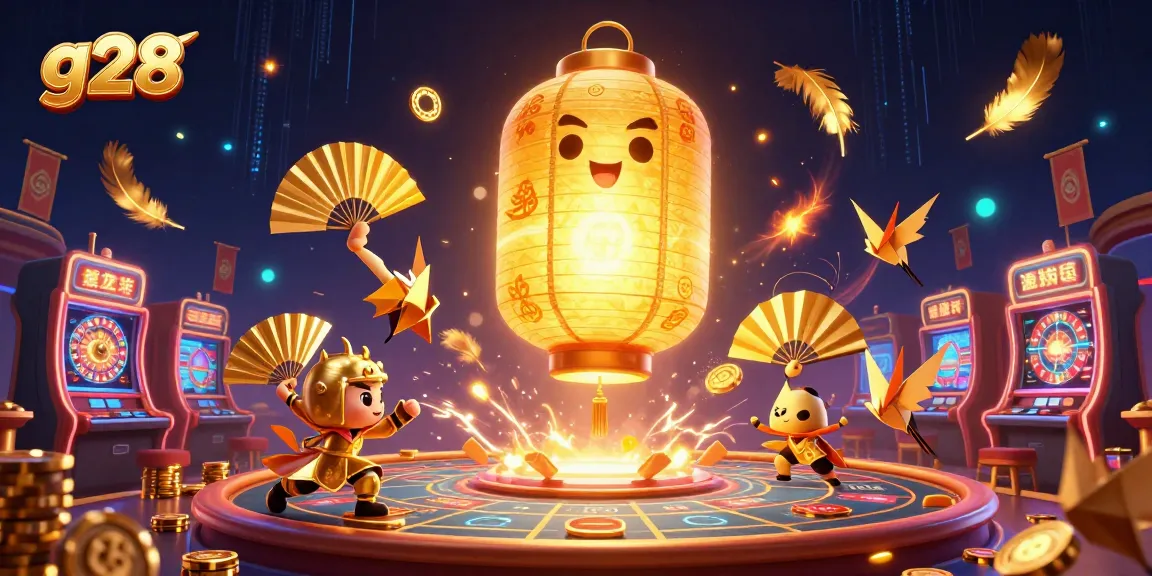 Engage with g28-themed gambling excitement, highlighted by a glowing spirit and golden companions.