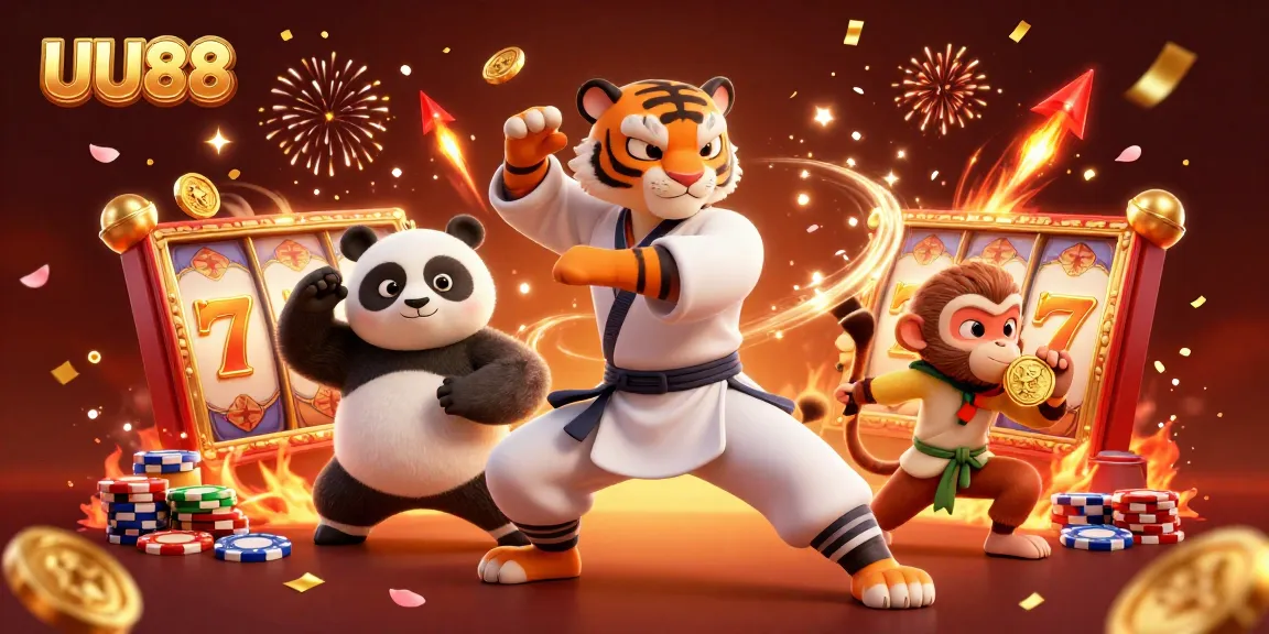 Engage in thrilling game action at UU88 with exciting slot reels and dynamic characters.