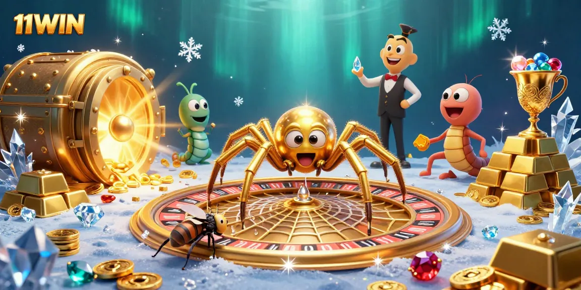 Experience the thrill of betting with 11WIN in an exciting casino atmosphere featuring colorful characters.