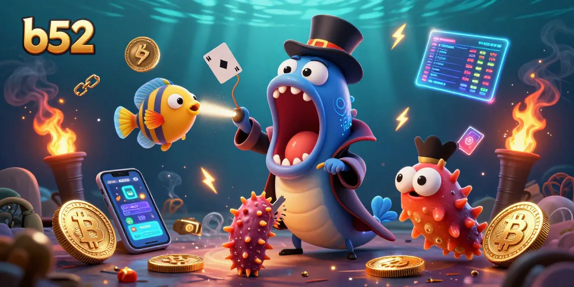 Engage with b52's thrilling underwater casino magic featuring glowing cryptocurrency elements.